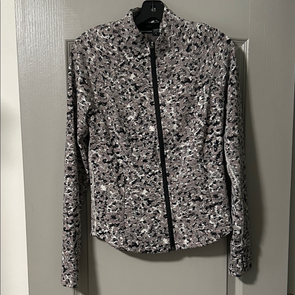 Athleta Black and Gray Blazer with Heathered Texture